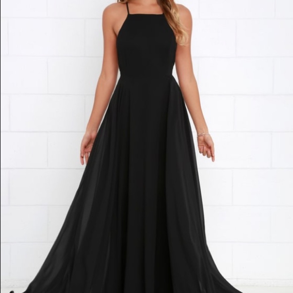 Lulus “mythical kind of love” black maxi dress